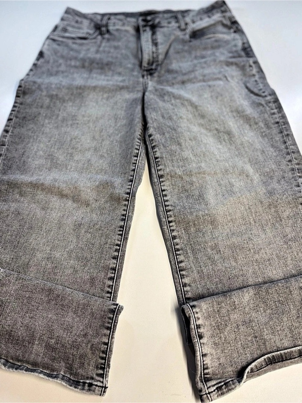 KUT from the Kloth Meg High Rise Wide Leg Jeans Gray Jeans Waist 12